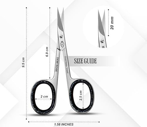 DEMI ROSE Professional Curved Cuticle Scissors with Comfort Rubber Grips