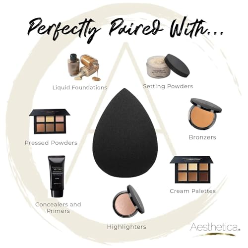 Aesthetica Makeup Sponge Blender - Latex-Free Vegan Beauty Blender for Foundation, Cream & Powder