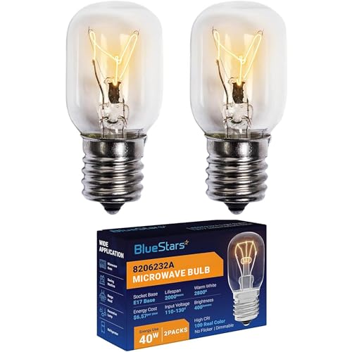 BlueStars 8206232A Microwave Light Bulb 40W E17 Base (2-Pack, Incandescent)