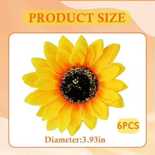 Erioctry 6PCS Sunflower Hair Alligator Clips 10cm Yellow Floral Barrettes