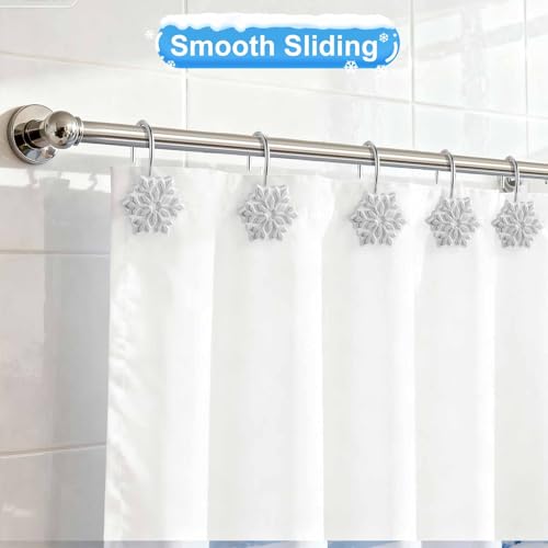 VinTS 12-Pack Silver Snowflake Shower Curtain Hooks for Christmas Decor