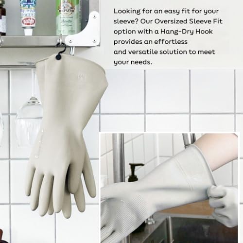 Myungjin Reusable Waterproof Latex Rubber Cleaning Gloves - Medium
