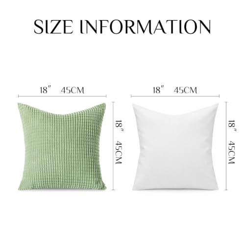 Softalker Sage Green Corduroy Throw Pillow Covers 18x18, 2 Pack