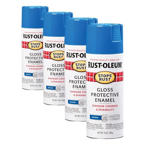 Rust-Oleum Stops Rust Spray Paint, 12 oz, Gloss Sail Blue - Pack of 4