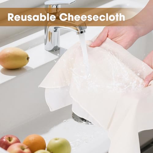 FUMILE 15-Pack Reusable Organic Cotton Cheesecloth, 20x20 Inch Straining Cloth