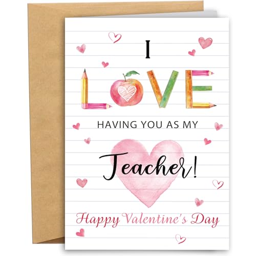 Valentine's Day Appreciation Card for Teachers - 8x5.3 Inches