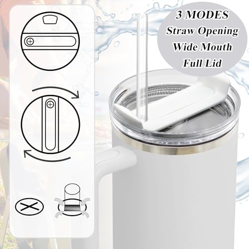 40oz Replacement Tumbler Lids for Stanley Quencher 2.0 - 2 Pack with Straws & Brush
