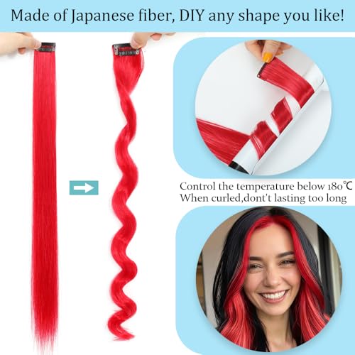 Emerald Green Clip In Hair Extensions 22 Inch Long Straight Synthetic Hairpieces