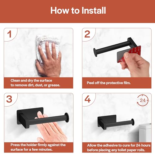 Empava Self-Adhesive Toilet Paper Holder Matte Black Ring, SUS 304 Stainless Steel