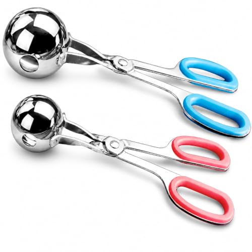 Stainless Steel Meatball Maker Tongs Set – 2-Piece Non-Slip Kitchen Scoop