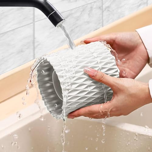 Rosanixita White 360° Rotating Makeup Brush Organizer with 5 Slots