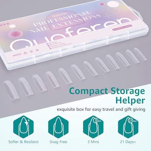 XXL Extra Long C Curve Square Nail Tips - 240PCS Clear Full Cover Fake Acrylic Nails