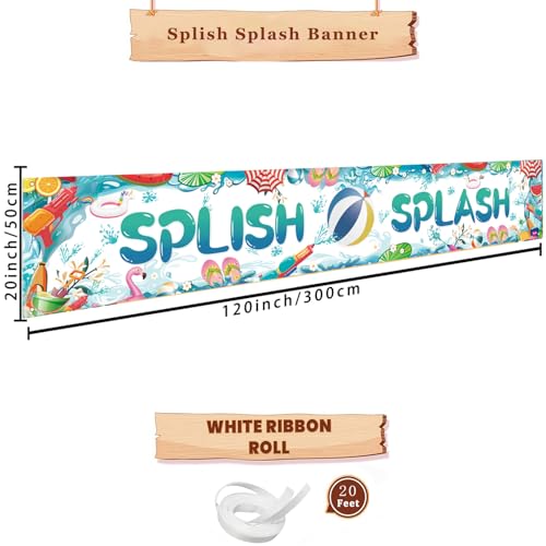 Large Summer Pool Party Banner - 118 x 20 Inch Outdoor Decoration