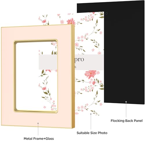 eletecpro 2.5x3.5 Pink Enamel Picture Frame with Real Glass - 1 Pack