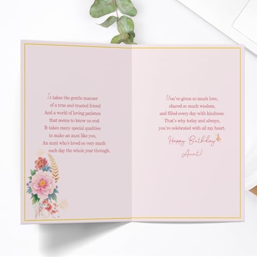 Aunt Birthday Card BT-095 - Premium Thick Card Stock with Envelope