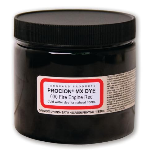 Jacquard Procion Tie Dye Powder Fire Engine Red 8oz Jar - Vibrant, Washfast Fabric Dye for Cotton & Natural Fibers