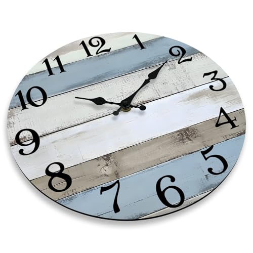 JoFomp 6 Inch Wooden Wall Clock - Silent Coastal Rustic Decor for Living Room Bedroom Kitchen