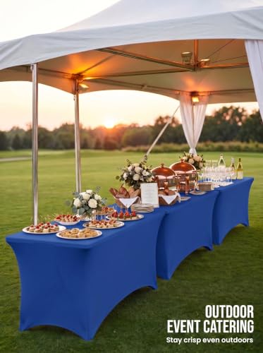 Royal Blue 6Ft Stretch Spandex Tablecloths - 10 Pack Fitted Table Covers