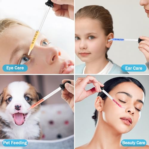 Herain 8 Pcs Glass Eye Dropper 1mL Pipette Tool with Measurements