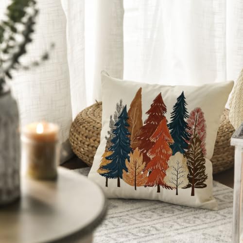 18x18 White Fall Trees Throw Pillow Cover - AVOIN colorlife