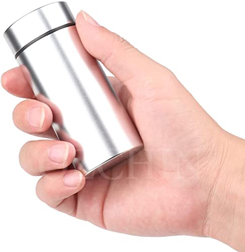 OZCHIN 80ml Silver & Black Aluminum Airtight Storage Jar - Portable & Smell Proof