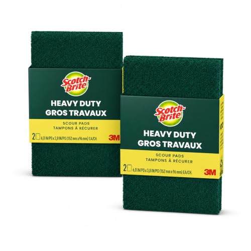 Scotch-Brite Heavy Duty Scour Pads 4 Pack for Burnt Cookware & Grimy Surfaces