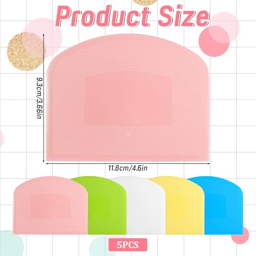 5-Pack Plastic Bench Scraper Set for Baking & Dough Handling