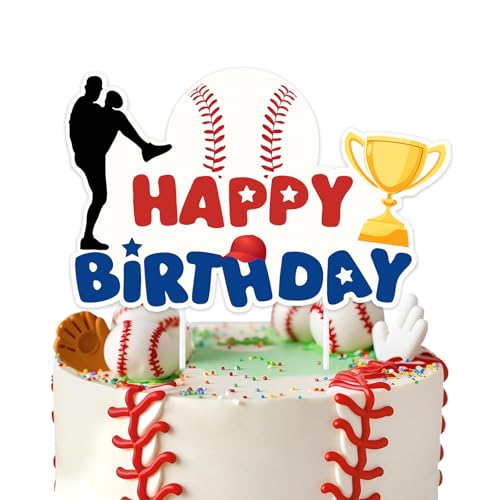 Baseball Birthday Cake Topper - 4x6.2 Inch Decoration for Boys