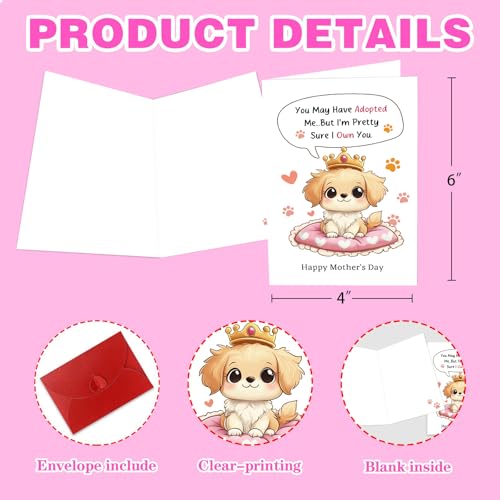 Funny Dog Mom Mother's Day Card with Envelope - Cute Gift