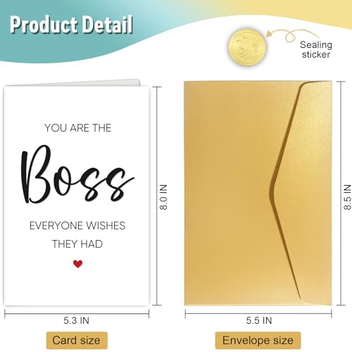 Spercy World's Best Boss Thank You Card with Golden Envelope