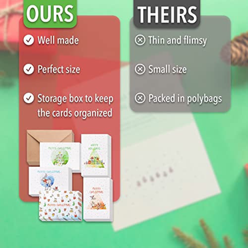 Christmas Greeting Cards Pack of 30 with Envelopes - Holiday & Seasonal Notes