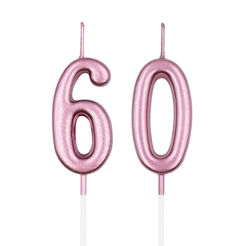 Rose Gold 60th Birthday Candle - Cute Cake Topper Decoration