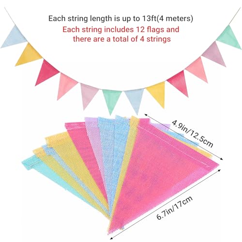 48-Piece Rustic Faux Linen Triangle Pennant Banner Flags