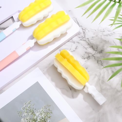 Bottle Brush Sponge Cleaner Set - 4 Handles with 2 Replacement Heads