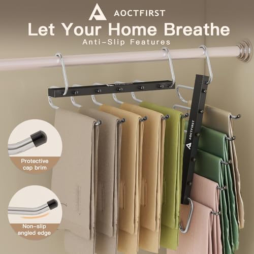 5-Tier Space Saving Pants Hangers - 2 Pack Black Closet Organizer