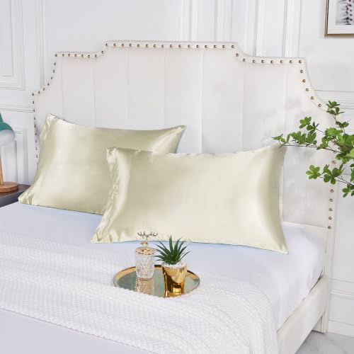Ivory Satin Pillowcases - Pack of 2, Standard Size for Hair & Skin