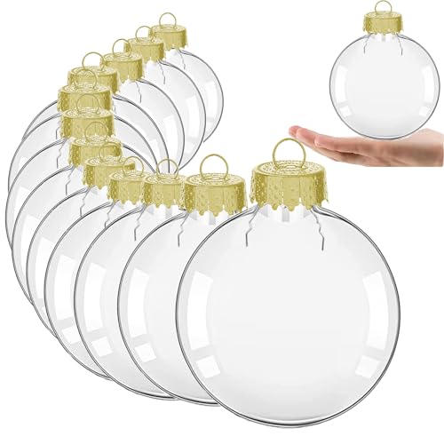 12PCS Clear Fillable Christmas Ornaments Balls for Crafts & Decorations