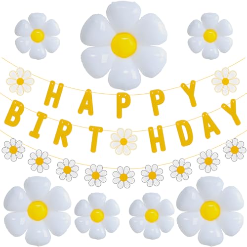 33pcs Daisy Flower Birthday Party Decoration Set with Balloons and Banner