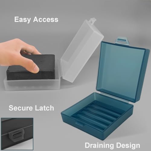 Elimeta Matt Blue Travel Soap Container Square Shower Bar Holder for Handmade Soap