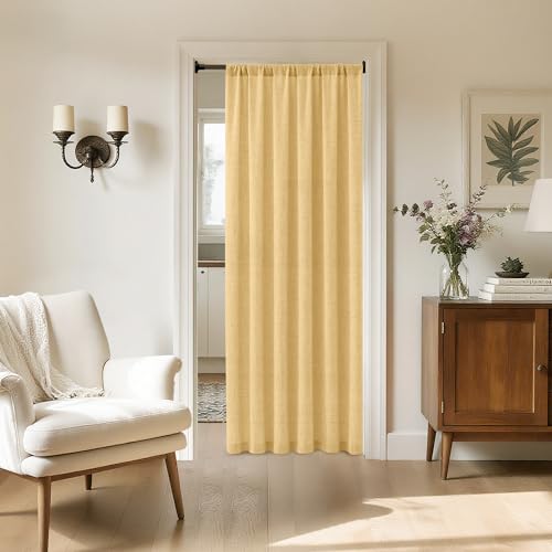 Tollpiz Beige Linen Semi-Sheer Door Curtain Panel - 25x72 in