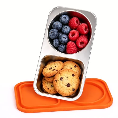 Luckboat Orange Stainless Steel Kids Snack Containers 14oz Reusable Lunch Box