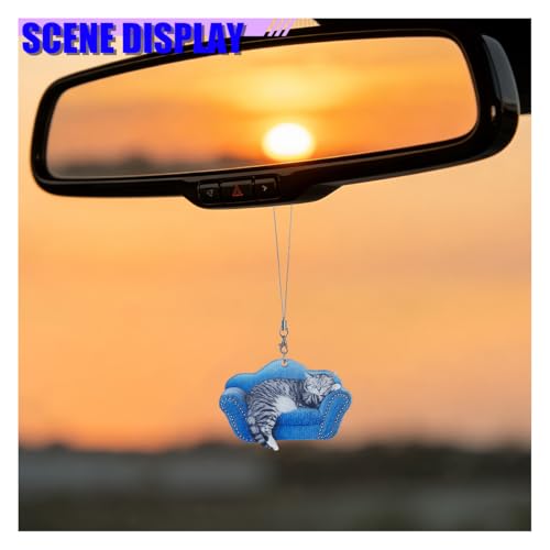Cute Acrylic Cat Rear View Mirror Charm for Car Decor