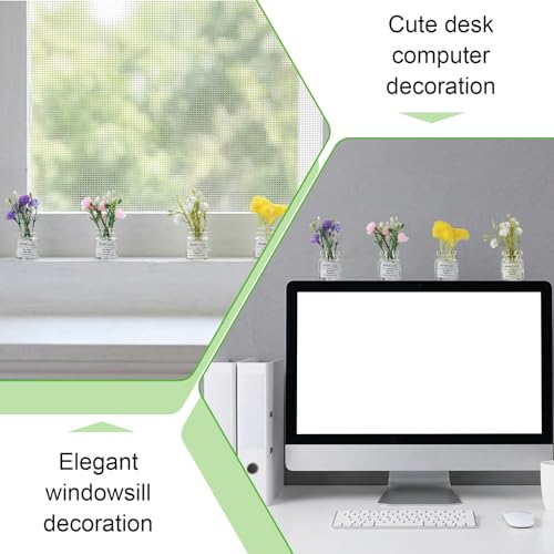 Daisy Car Dashboard Decorations - Mini Flowers in Glass Vase