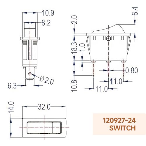 Electric Fireplace Switch 120927-24 with Lighted Indicator