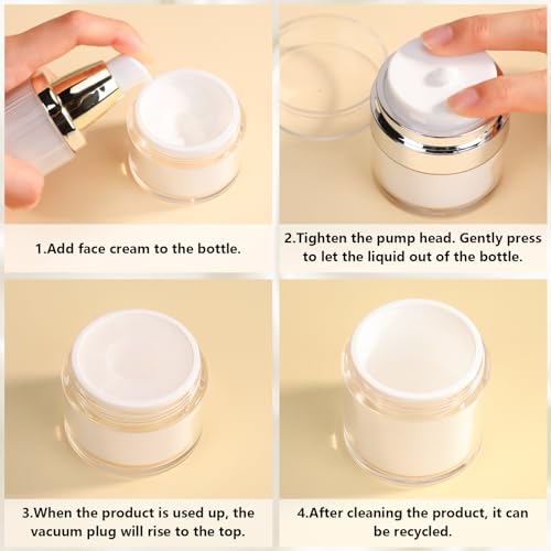 Airless Pump Jar 1.7oz Refillable Vacuum Cosmetic Dispenser