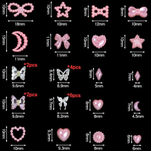 HNUIX 3D Nail Charms Kit with Rhinestones Pearls and Tools
