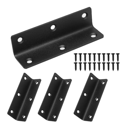 Redunest 4-Inch Heavy Duty L Brackets, Black Metal Corner Brace - 4 Pack