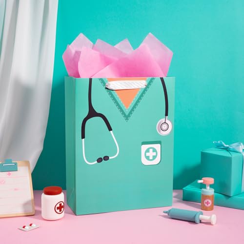 Nurse Graduation Gift Bag with Tissue Paper - 13" Blue Design