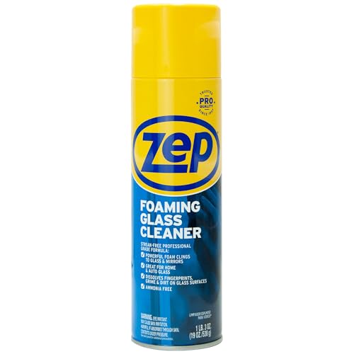 Zep Foaming Glass & Plexiglass Cleaner - 19 oz Case of 4, Streak-Free Surface Cleaner