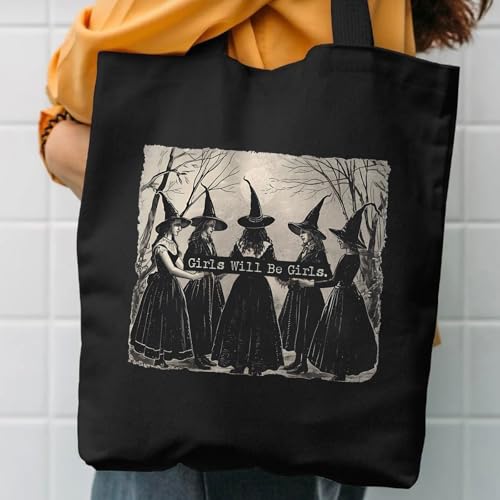 Witchy Canvas Tote Bag for Women - Reusable Beach & Grocery Bag
